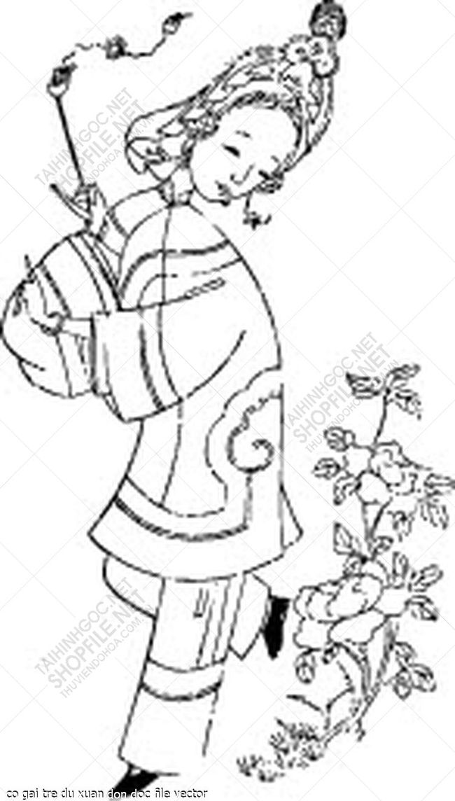 co gai tre du xuan don doc file vector